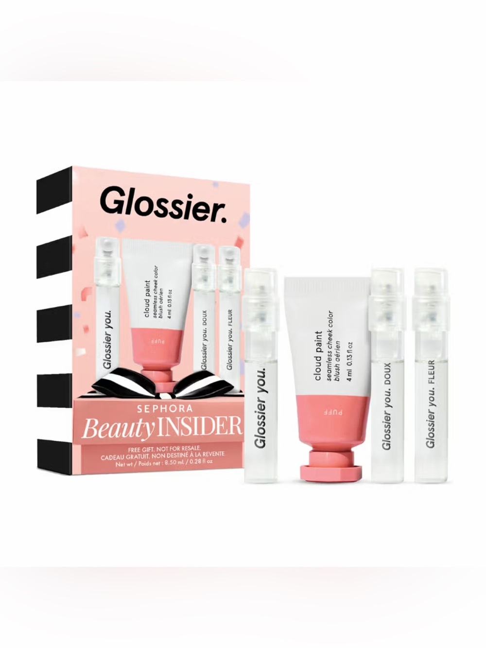NIB Glossier Cloud Paint Gel Cream Blush & Fragrance Mini Set